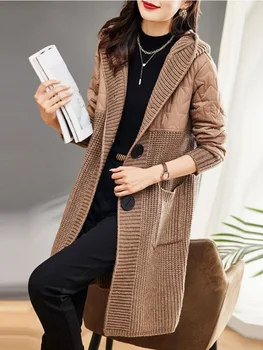 Svetre pre Ženy Patchwork Vesty kórejský Módne Dlhý Rukáv Top Oblečenie Eleganciu Bežné Nadrozmerné Cardigan ZL30