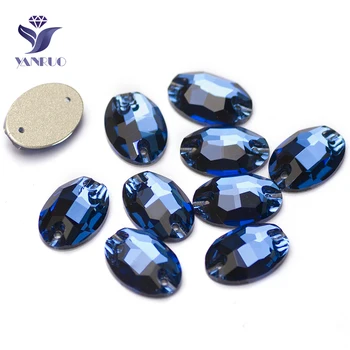 YANRUO 3210 Všetkých Veľkostí Sapphire Oválne Voľné Korálky Crystal Luxusné Kamienkami Drahokamu Flatback Šiť Na Kamene