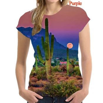 Ženy Móda Cartoon Kaktus Príležitostné Tlače T-Shirt dámske Letné Krátky Rukáv Osobnosti Tričko Telocvični T-shirt