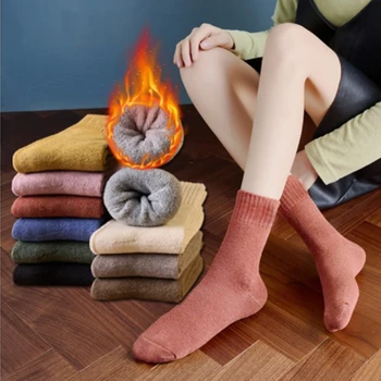 Ženy Zimné Ponožky Bavlna Zahustiť Pohodlné Polovici teľa Teplé Podlahy Ponožka Calcetines Mujer Tepelnej Pančuchy Žena Priedušná